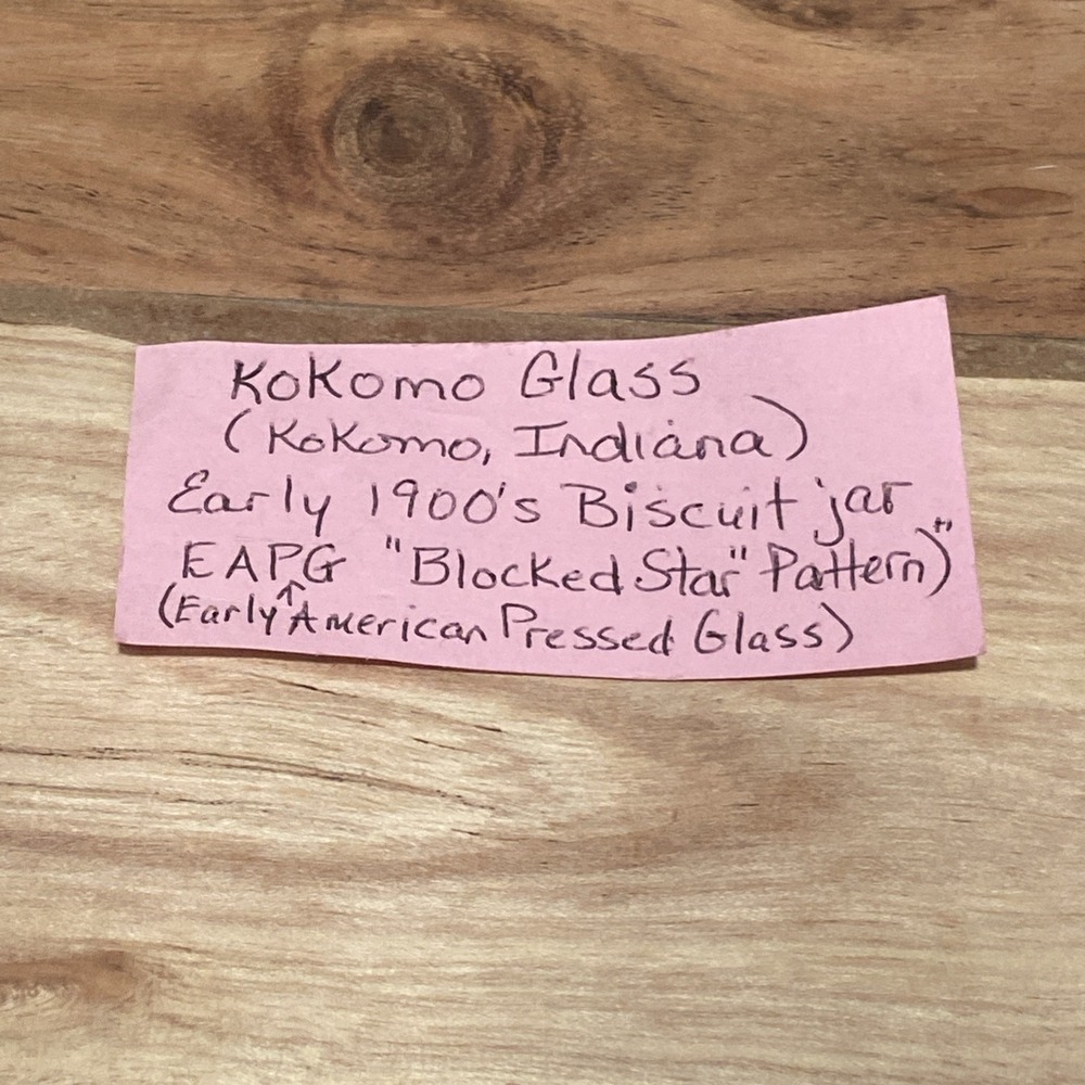 Kokomo Glass? EAPG Blocked Star Pattern Biscuit Jar Vase Bowl Early American - Picture 6 of 6